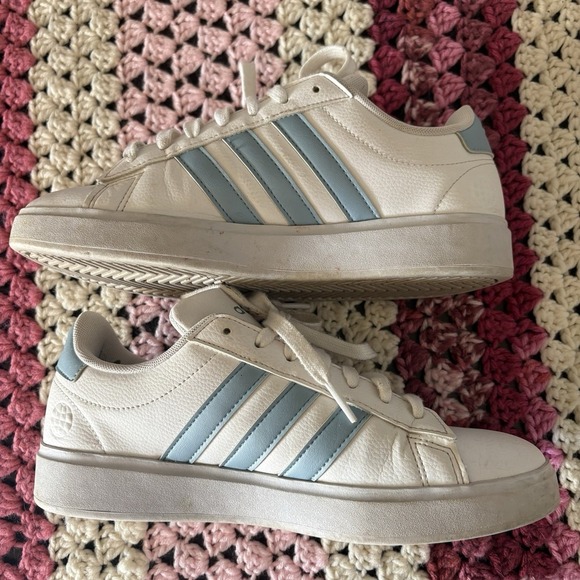 Adidas Grand Court 2.0 White And Teal Sneakers Women's Sz 8 - Picture 8 of 11